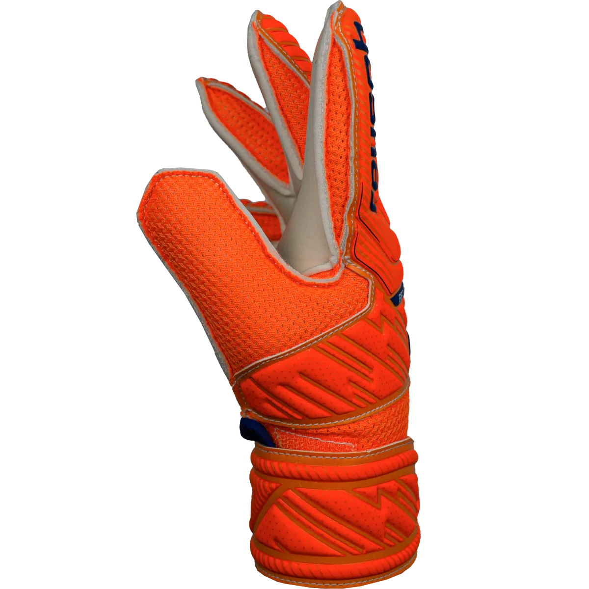 Reusch JR Attrakt Solid Goalkeeper Gloves - Orange-Blue (Single - Side)
