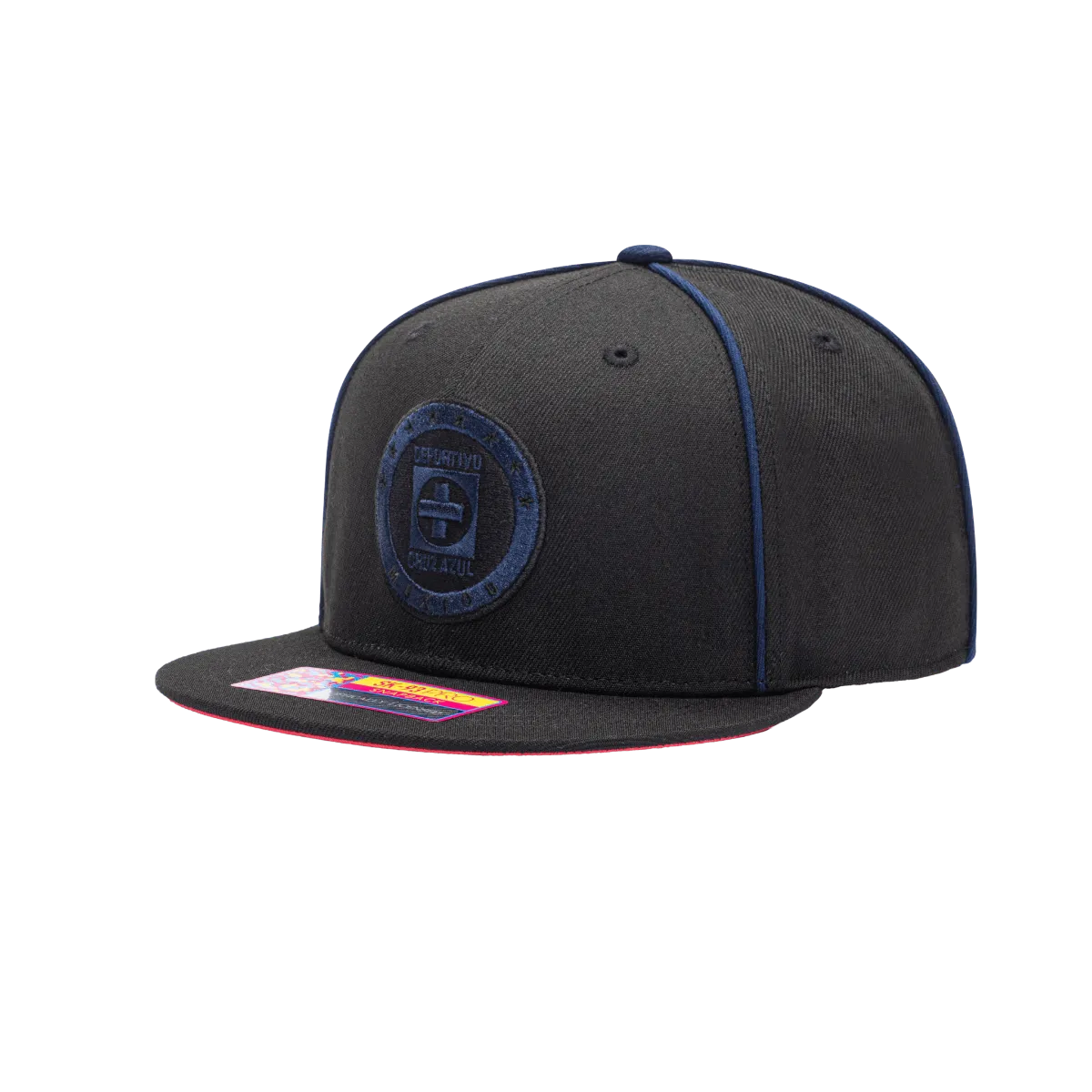 FI Collection Cruz Azul Cali Night Snapback Hat - Black-Blue (Diagonal 1)