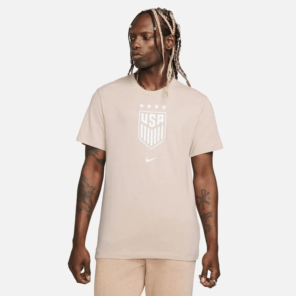 Nike 2023-24 USA Men's 4-Star Crest Tee Beige - White (Model - Front)