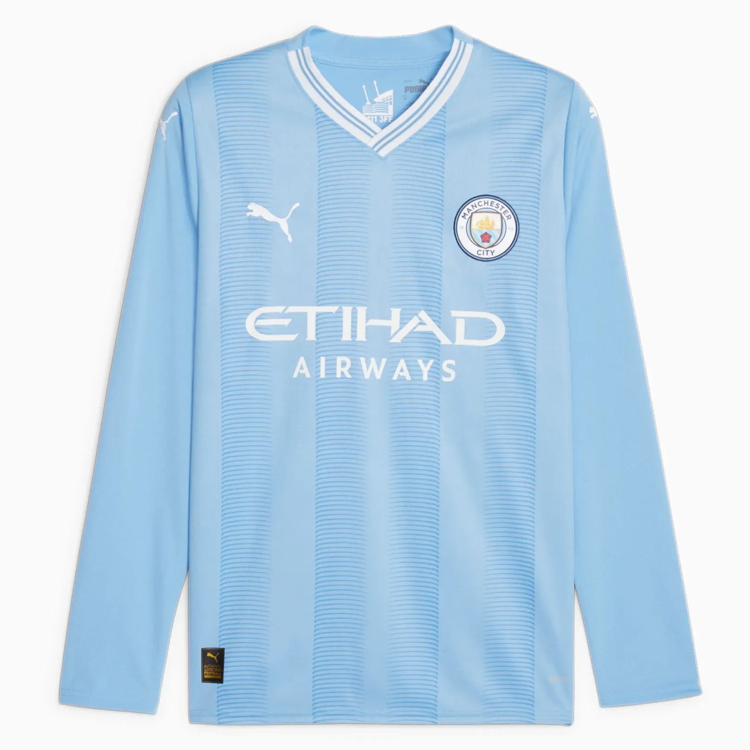 Puma 2023-24 Manchester City Men's Stadium Home Long-Sleeve Jersey (Front)
