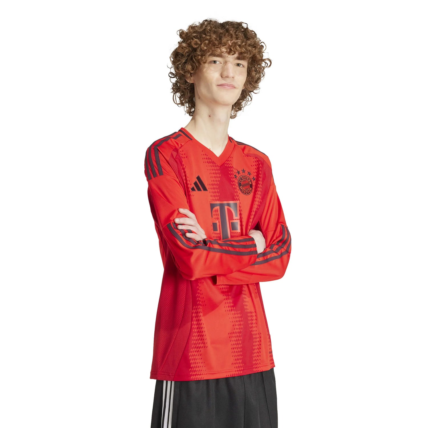 adidas 2024-25 Bayern Munich Men's Stadium Home Long-Sleeve Jersey (Model - Side)