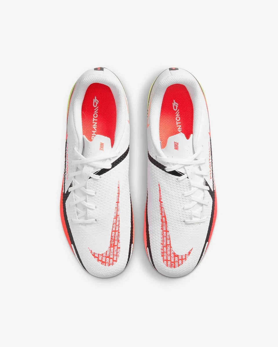 Nike JR Phantom GT2 Academy FG-MG - White-Volt-Crimson (Pair - Top)
