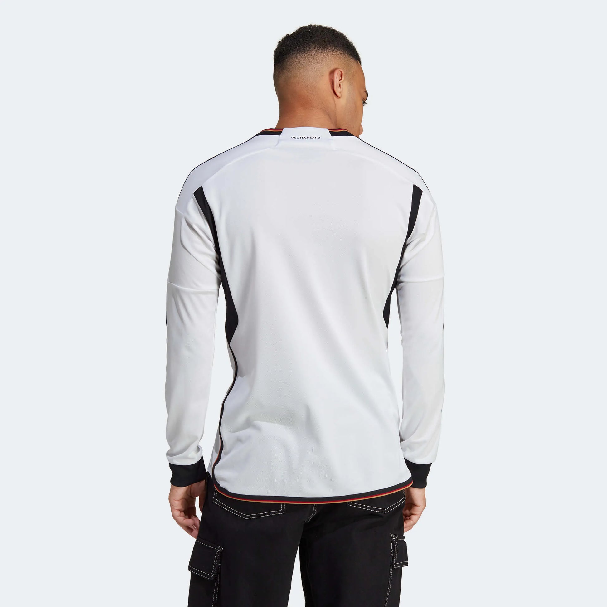 Adidas 2022-23 Germany Home Long Sleeve Jersey White-Black (Model - Back)
