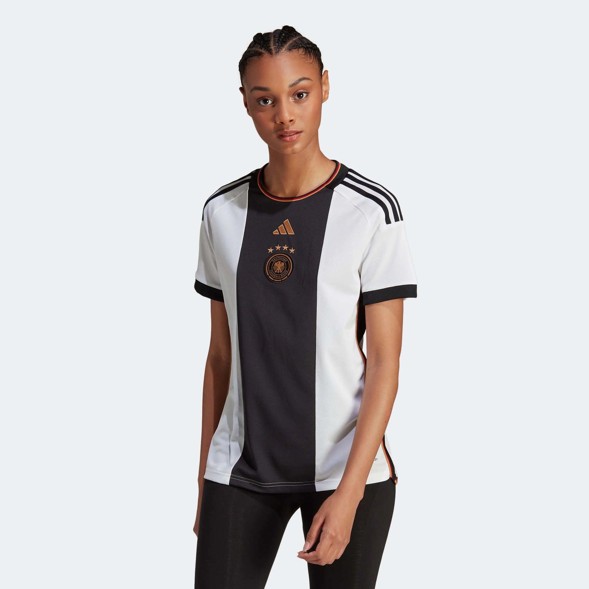 Adidas 2022-23 Germany Womens Home Jersey White-Black (Model - Front)