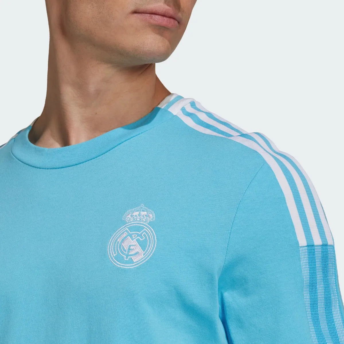 Adidas 2021 Real Madrid Tee Shirt - Bright Cyan (Detail 1)