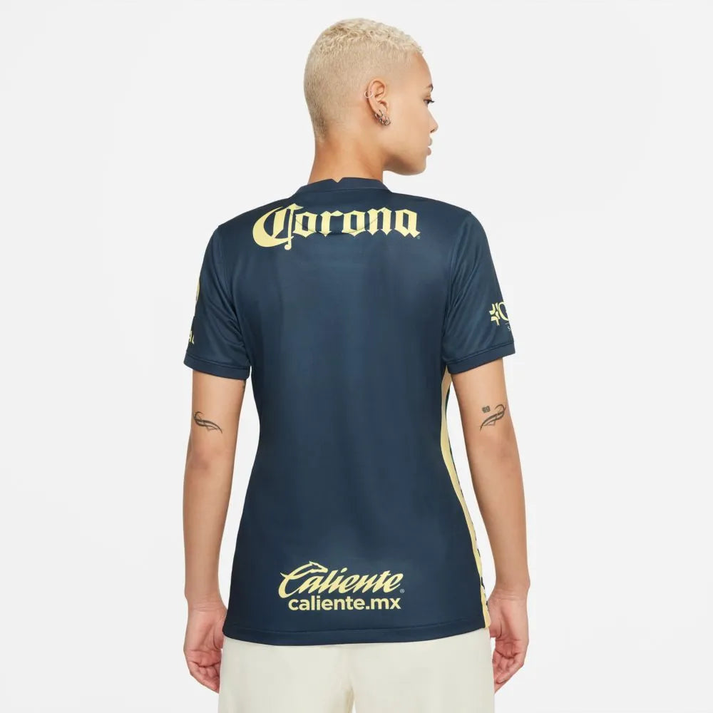 Nike 2021-22 Club America Women Away Jersey - Navy-Yellow (Model - Back)