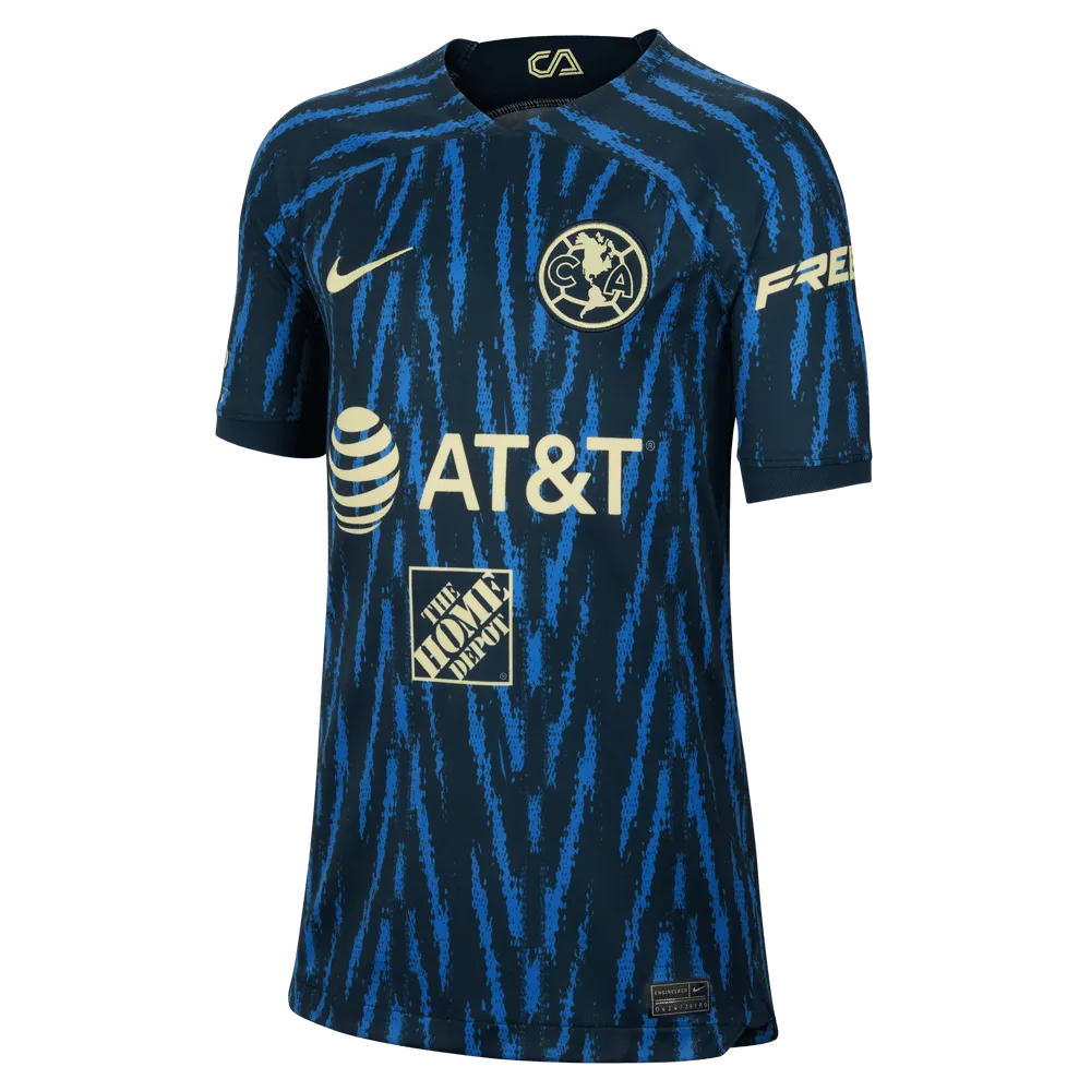 Nike 2022-23 Club America Youth Away Jersey - Armory Navy-Lemon (Front)