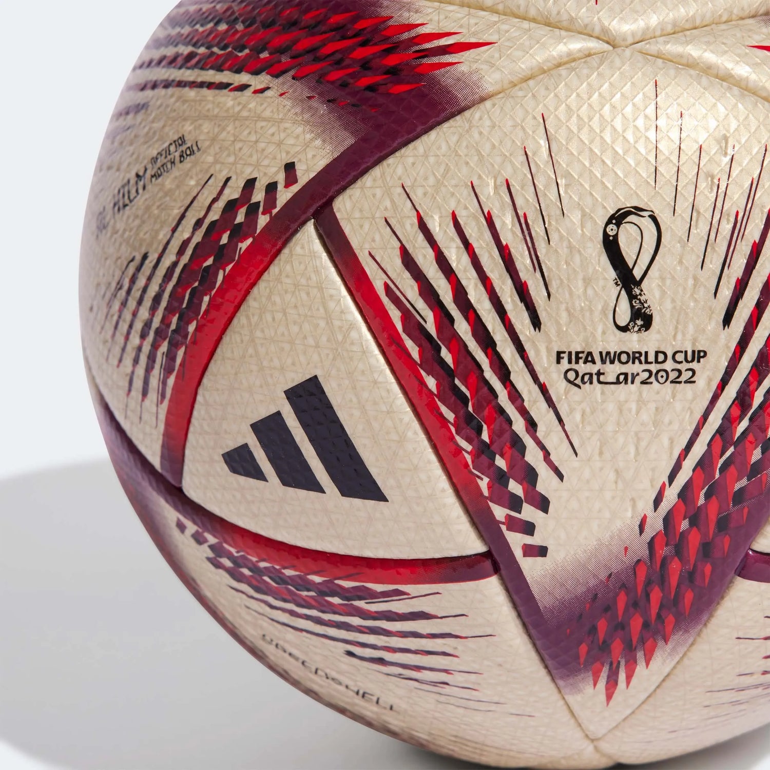 adidas 2022 World Cup Al Hilm Official Match Ball - Gold Metallic-Maroon-Red (Detail 2)