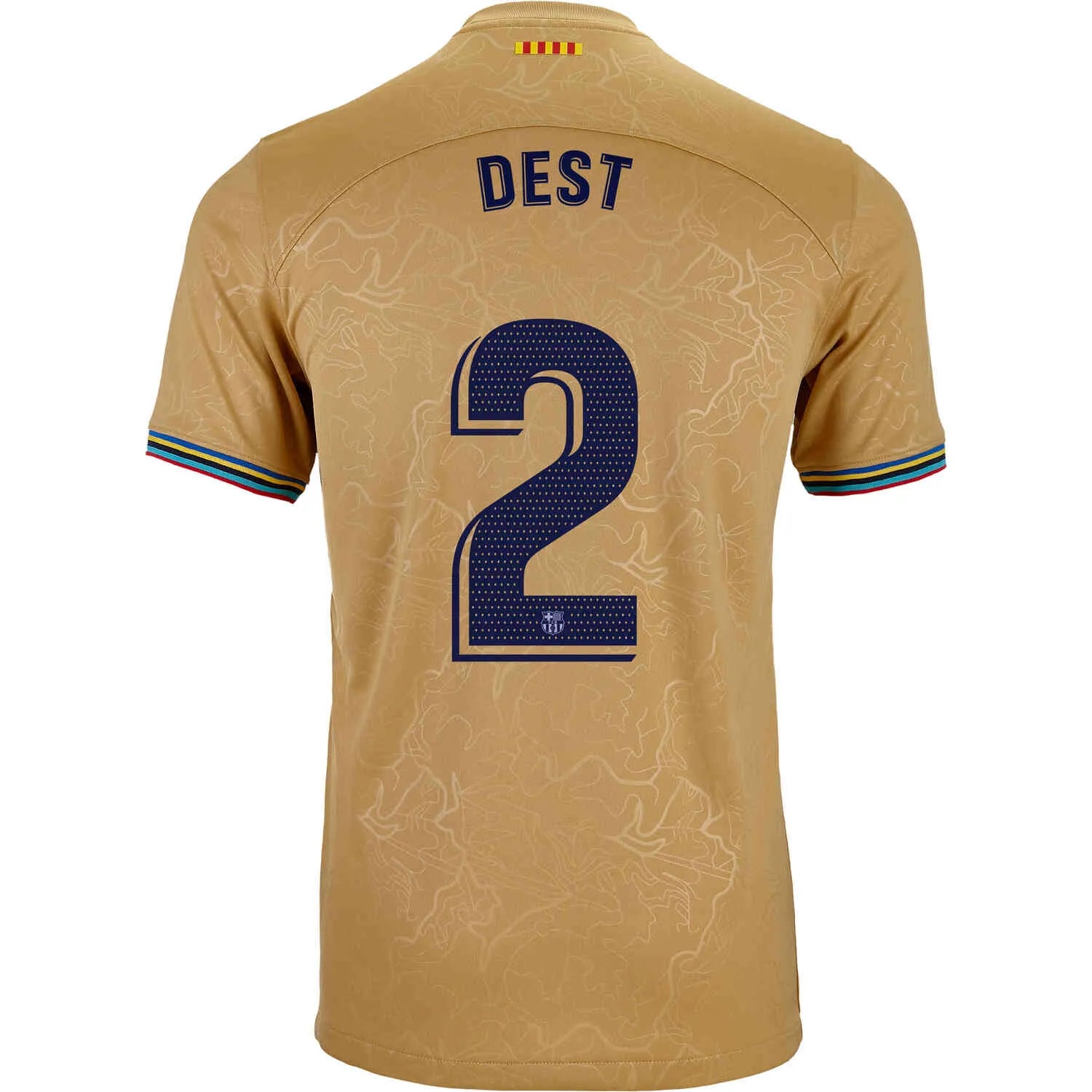 Nike 2022-23 FC Barcelona Youth Away Jersey - Club Gold-Obsidian