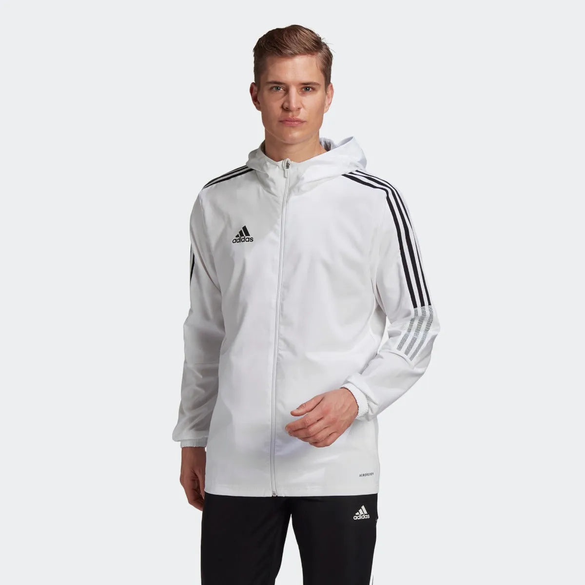 Adidas Tiro 21 Windbreaker Jacket - White-Black (Model - Front)
