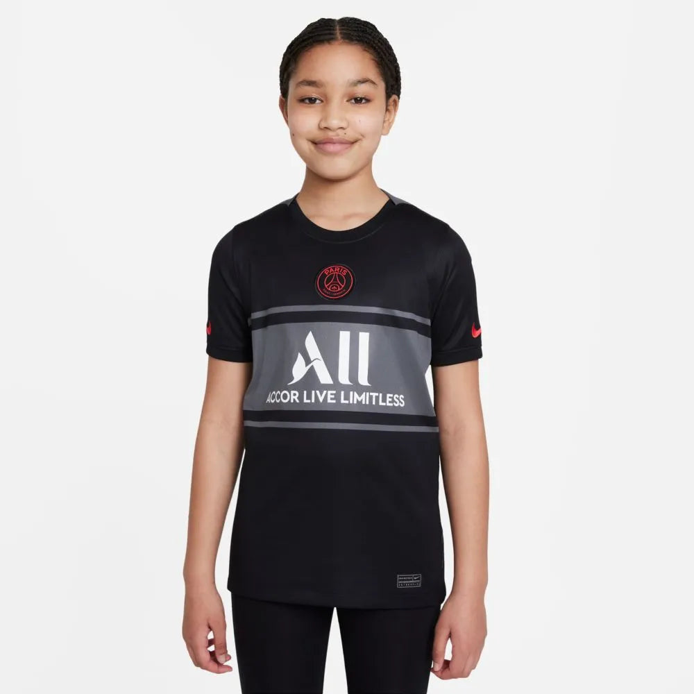 Nike 2021-22 PSG Youth Third jersey - Black-Grey (Model - Front)