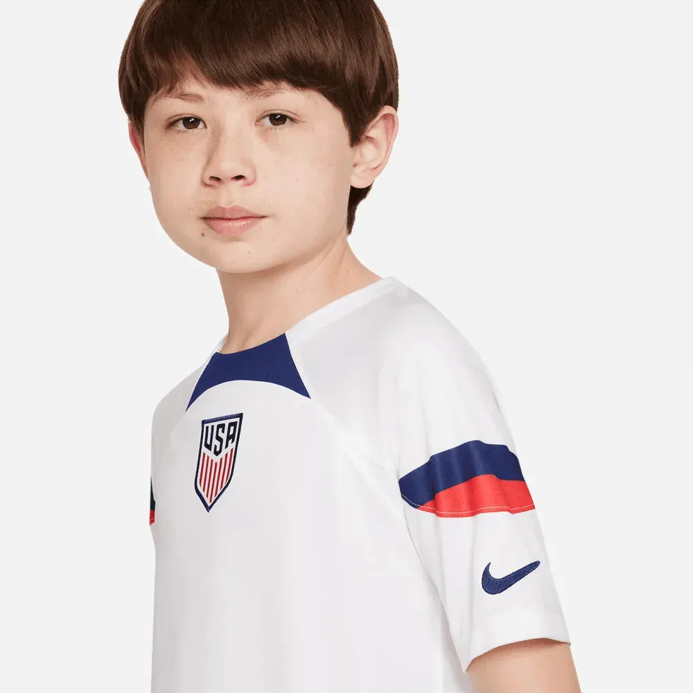 Nike 2022-23 USA Home Youth Jersey White-Loyal Blue (Detail 1)
