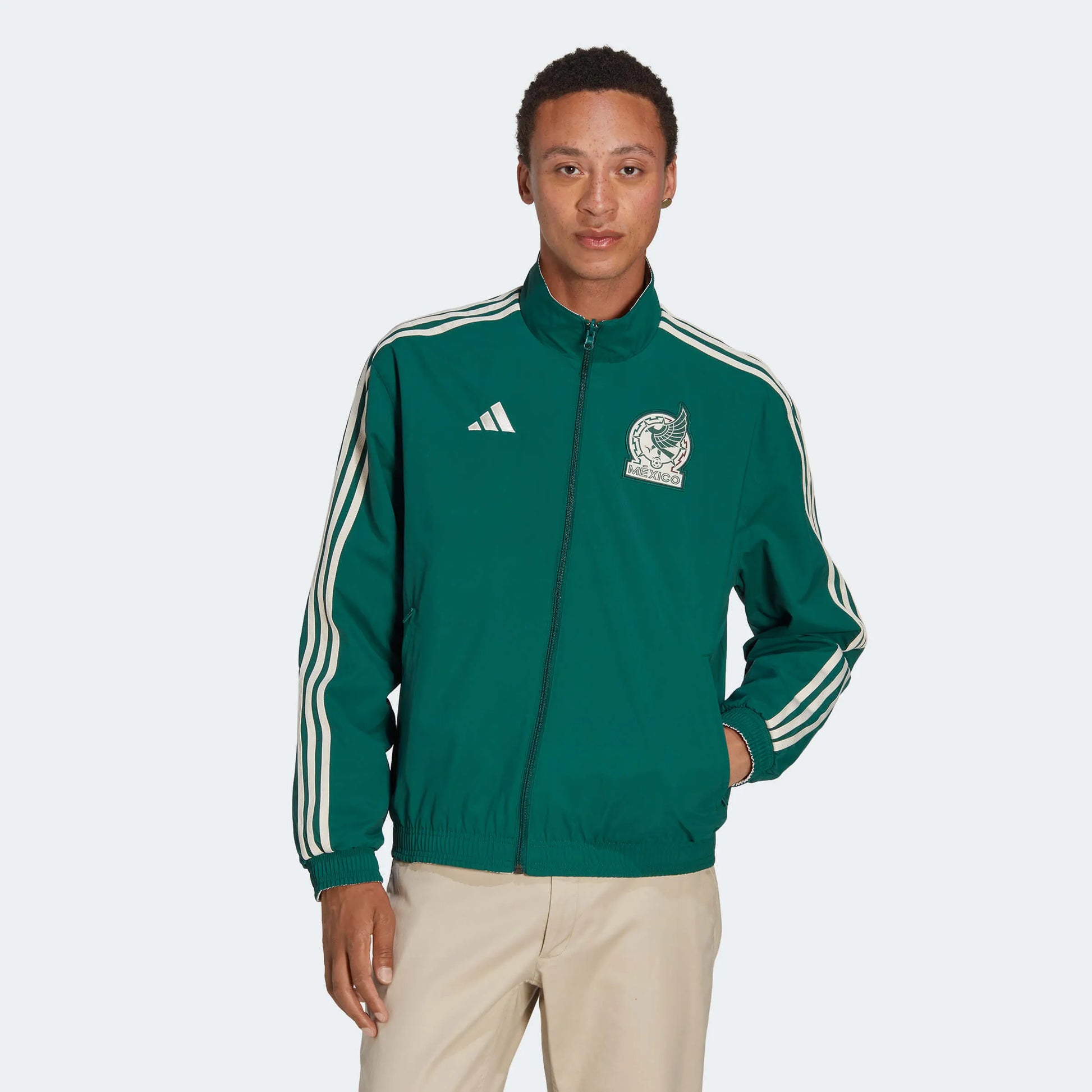 adidas 2022-23 Mexico Anthem Jacket Green Green-White (Model - Front)