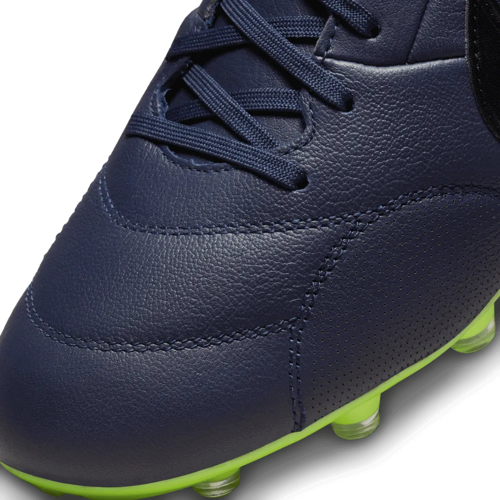 The Nike Premier III FG Blackened Blue Volt Black (Detail 2)