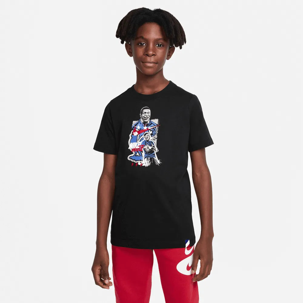 Nike 2022-23 France Youth Mbappe Tee - Black (Model - Front)