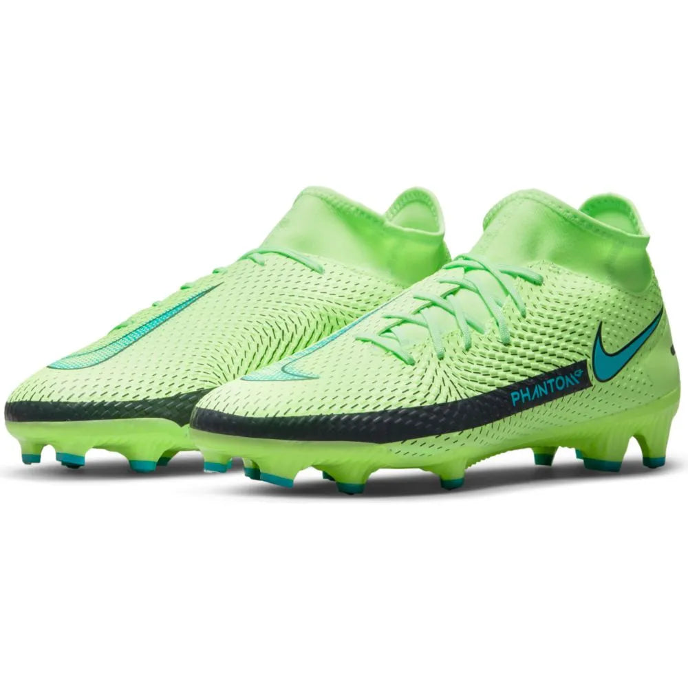 Nike Phantom GT Academy DF FG-MG - Lime Glow-Aquamarine (Pair - Diagonal)