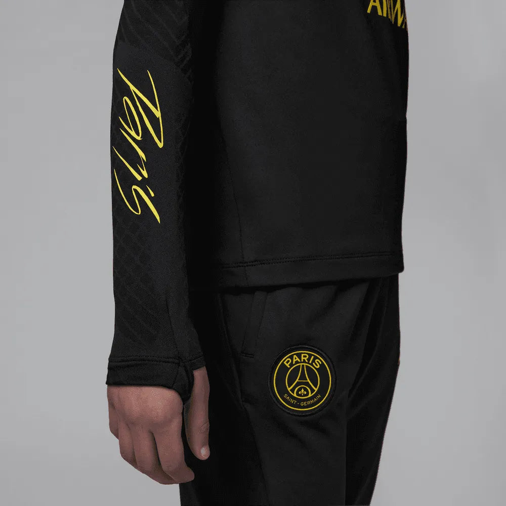 Jordan 2022-23 Youth PSG Strike Drill Top - Black - Yellow (Detail 3)