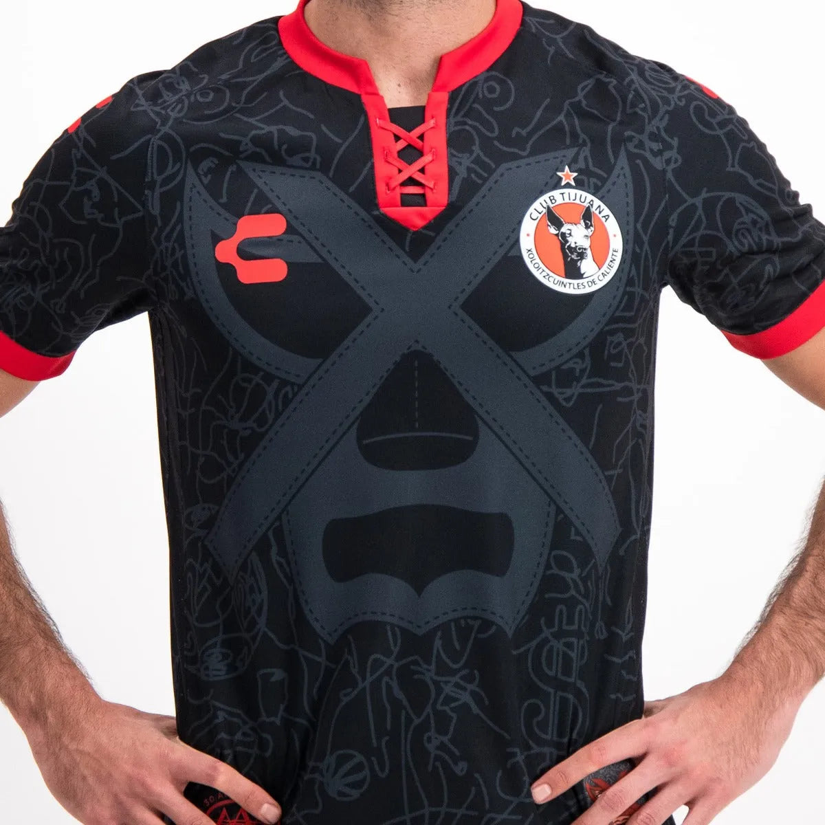 Charly 2021-22 Tijuana Third Jersey - Black-Red (Detail 1)