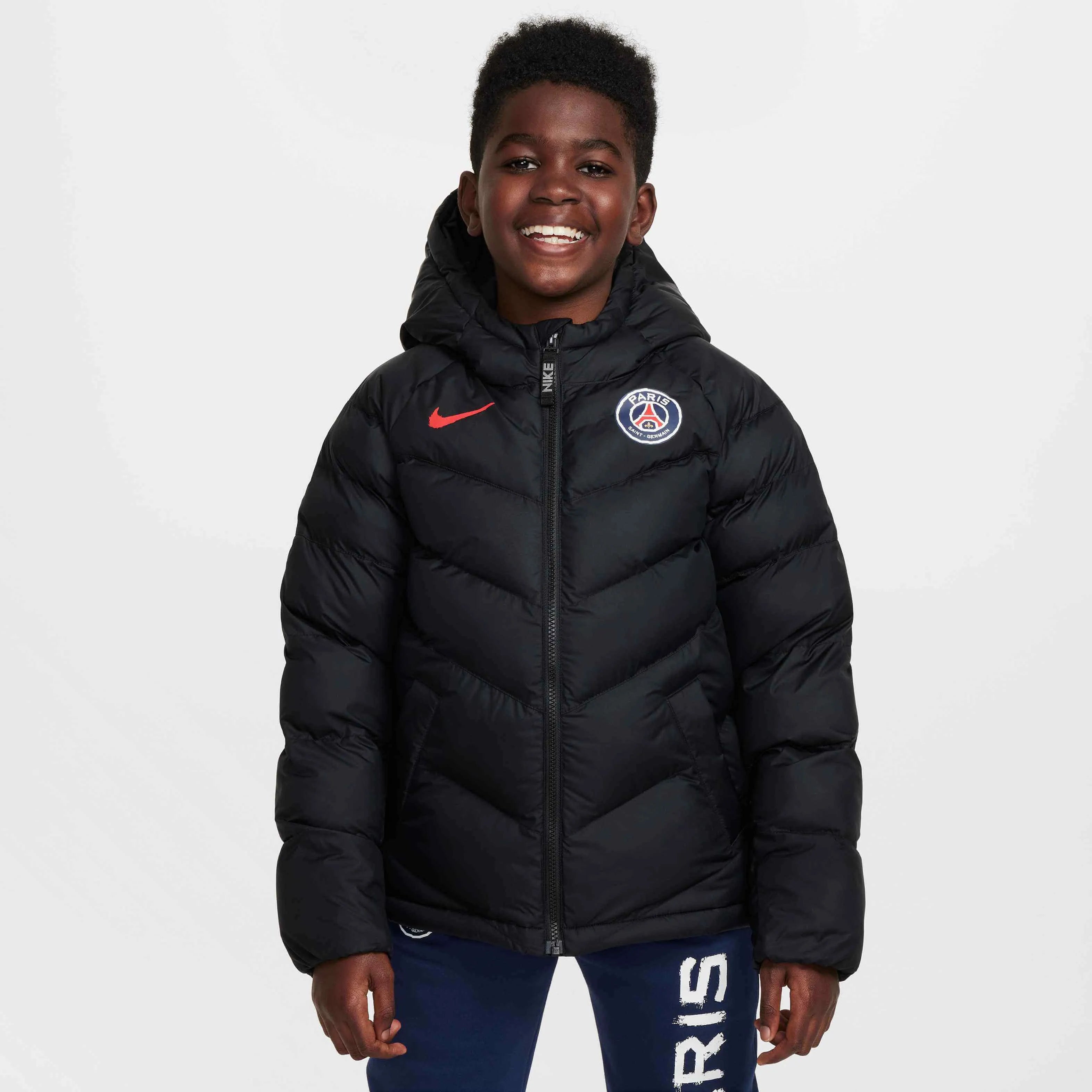 Nike 2024-25 PSG Youth Synthetic-Fill Hooded Jacket (Model - Front)