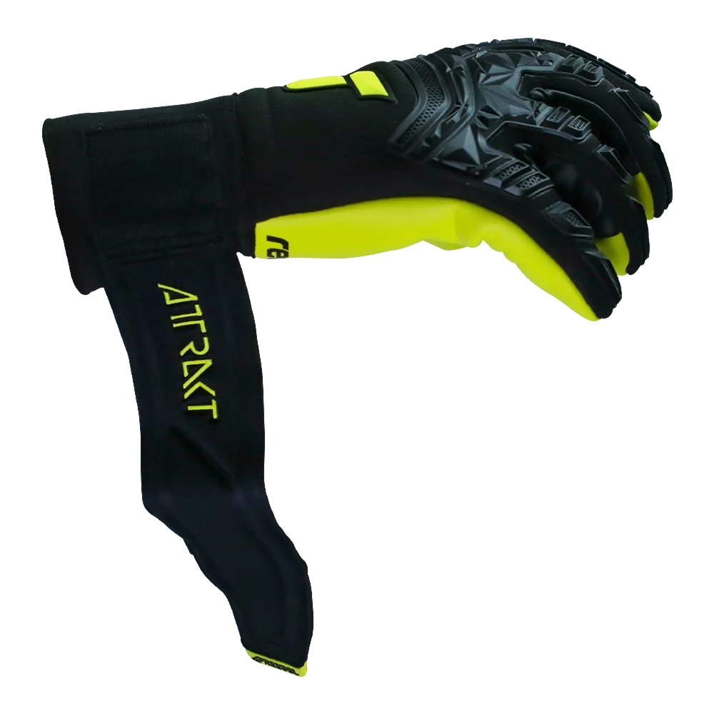 Reusch Freegel Gold Finger Support Goalkeeper Gloves - Black-Lime Green (Single - Side 3)
