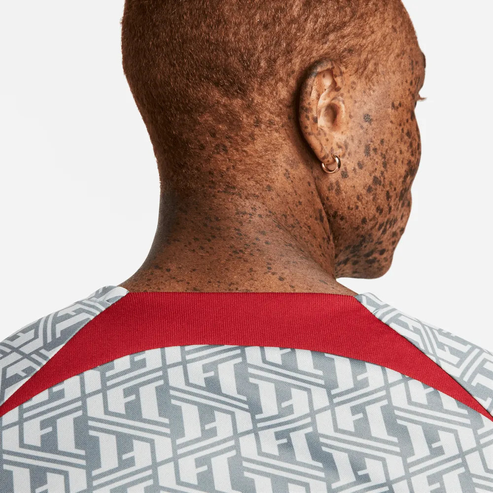 Nike 2022-23 Liverpool FC Dri-Fit Pre-Match Top Short-Sleeve - Grey-Red (Detail 2)