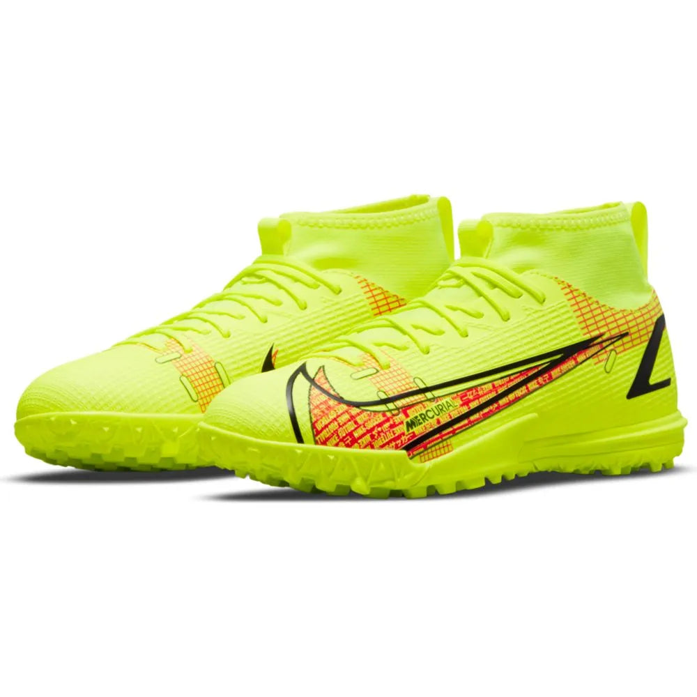 Nike JR Superfly 8 Academy TF - Volt-Bright Crimson (Pair - Diagonal)
