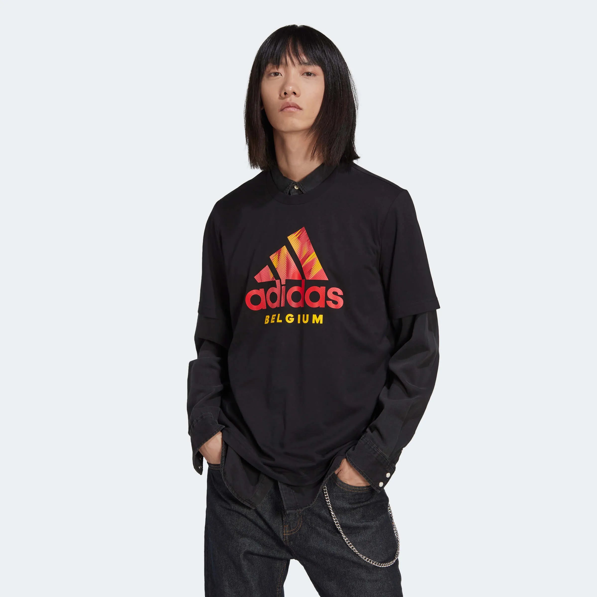 adidas 2022-23 Belgium DNA Graphic Tee - Black (Model - Front)