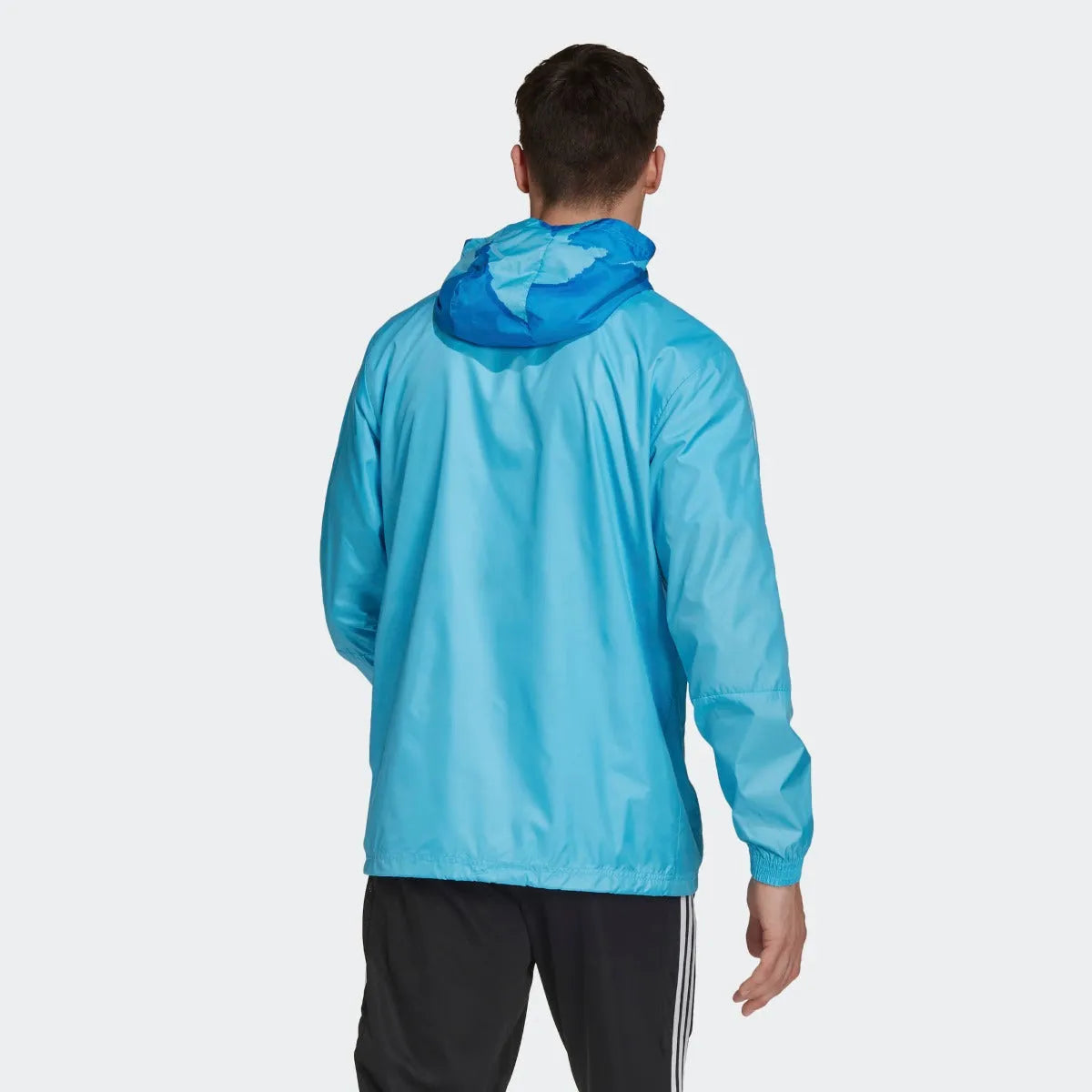 Adidas 2021 Real Madrid Windbreaker Jacket - Bright Cyan (Model Back)