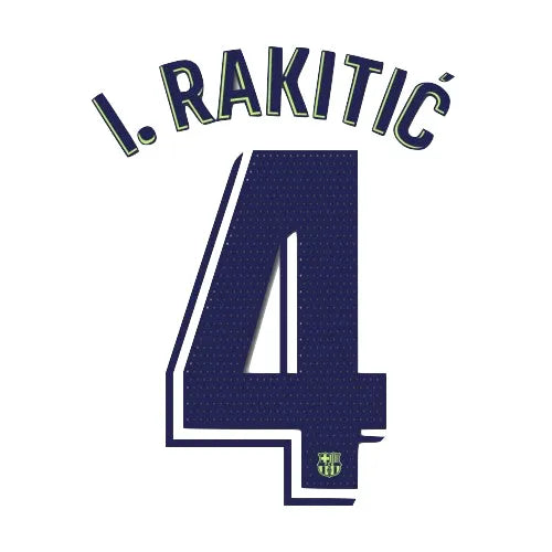 Barcelona 2018/19 Away I. Rakitic #4 Jersey Name Set