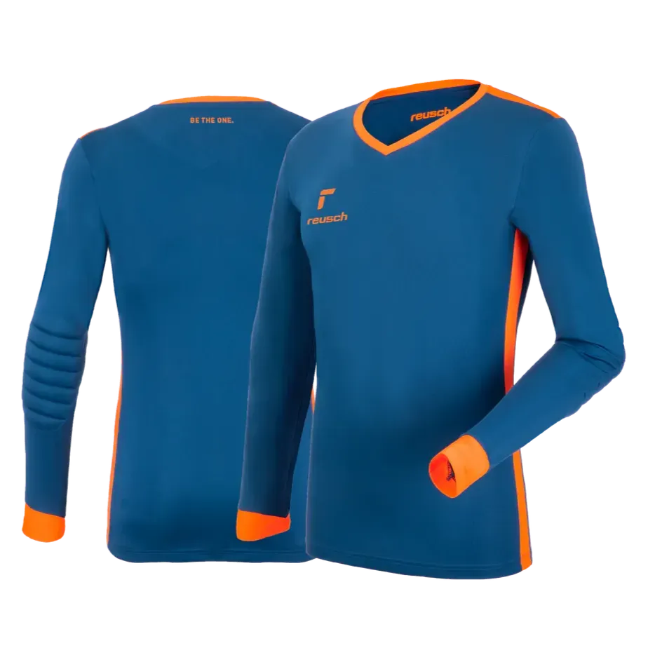 Reusch Match Long-Sleeve Padded Goalkeeper Jersey True Blue-Orange (Front and Back)