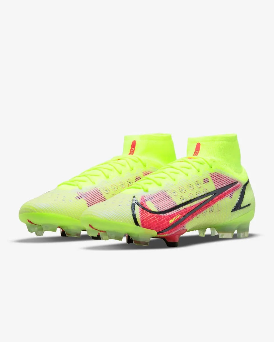 Nike Superfly 8 Elite FG - Volt-Bright Crimson (Pair - Diagonal)