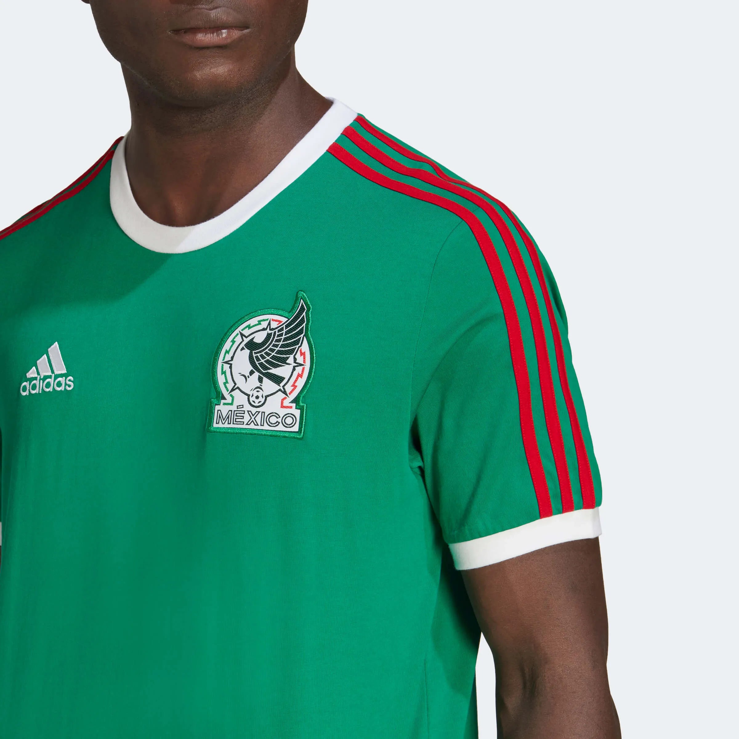 adidas 22 Mexico DNA 3 Stripe Tee - Green (Detail 1)