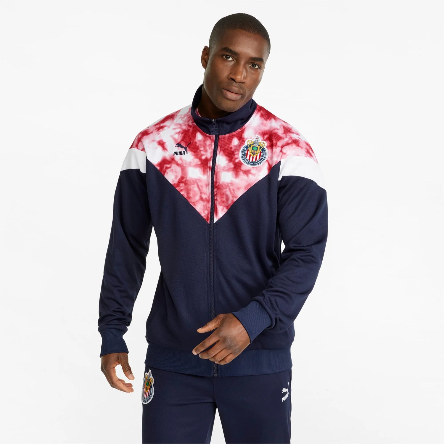 Puma 2022 Chivas Iconic Mesh Track Jacket - Navy-White-Red (Model - Front)