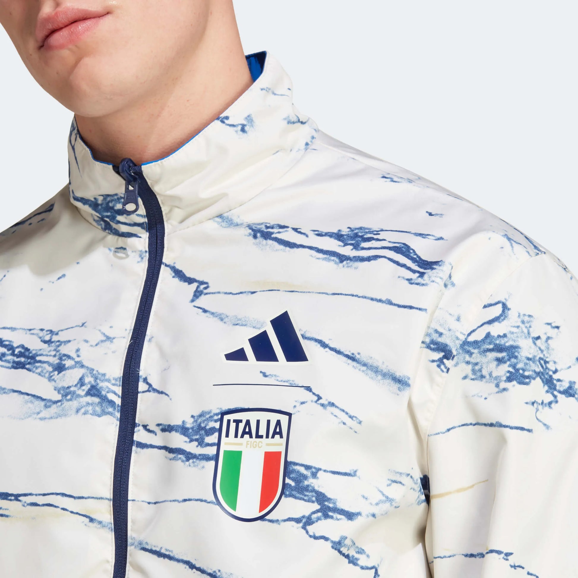 adidas 2023 Italy Reversible Anthem Jacket - Blue (Detail 1)