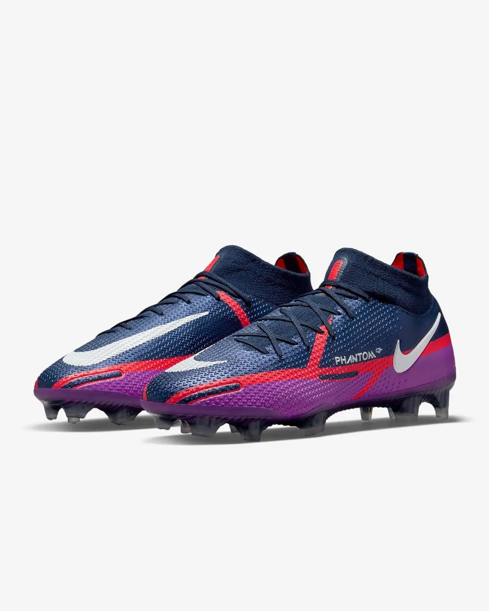 Nike Phantom Gt2 Elite DF FG - Navy-Purple-Crimson (Pair - Diagonal)