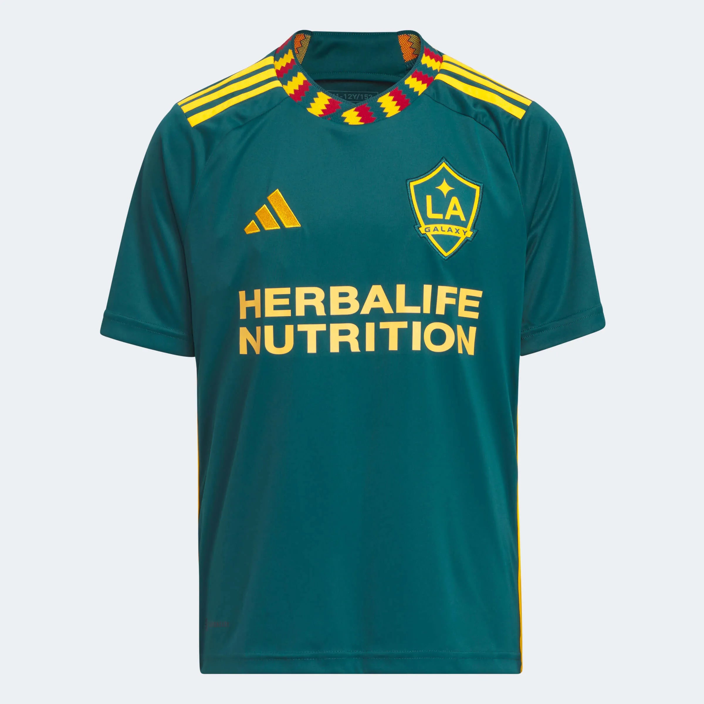 adidas 2023-24 LA Galaxy Youth Away Jersey - Mystery Green-Team Gold (Front)
