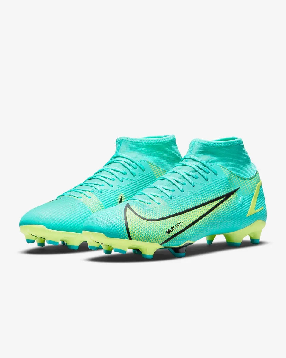 Nike Superfly 8 Academy FG-MG - Turquoise-Lime Glow (Pair - Diagonal)