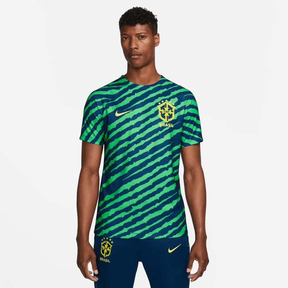 Nike 2022-23 Brazil Pre-Match Jersey - Blue-Green (Model - Front)