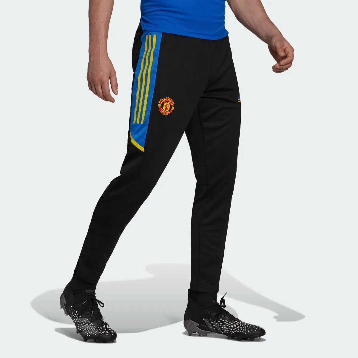 Adidas 2021-22 Manchester United Euro Training Pants - Black-Royal-Yellow (Model - Front)
