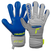 Reusch JR Attrakt Grip Evolution FS Goalkeeper Gloves - Grey-Yellow-Blue (Pair)