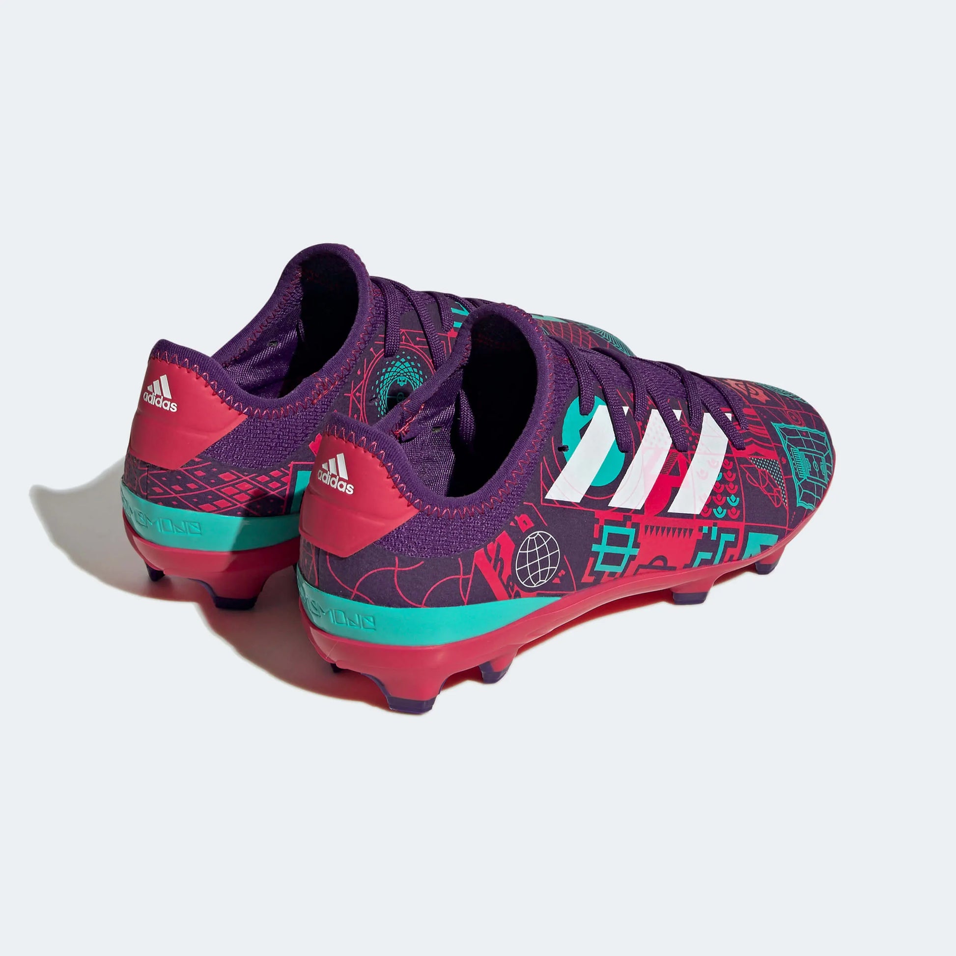 adidas Jr Gamemode Knit FG - Purple-Ruby Red (Pair - Diagonal Back)