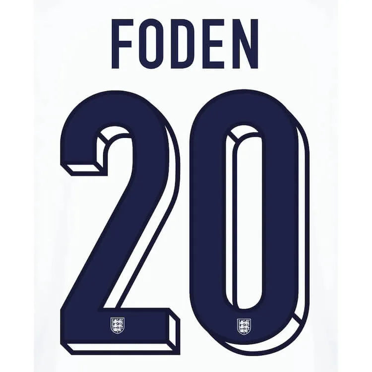 England 2024 25 Home Foden #20 Jersey Name Set (Back)