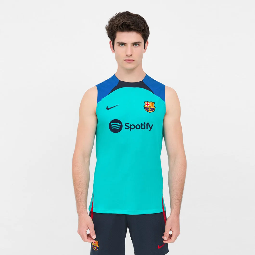 Nike 2022-23 FC Barcelona Sleeveless Strike Top - Aqua-Signal Blue (Model - Front)