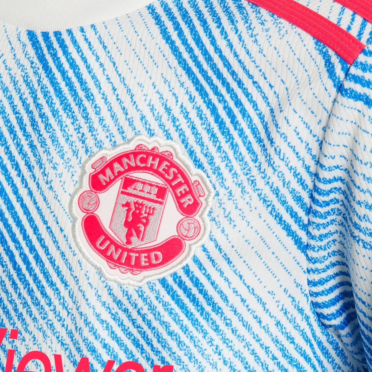 Adidas 2021-22 Manchester United Youth Away Jersey - White-Royal (Detail 2)
