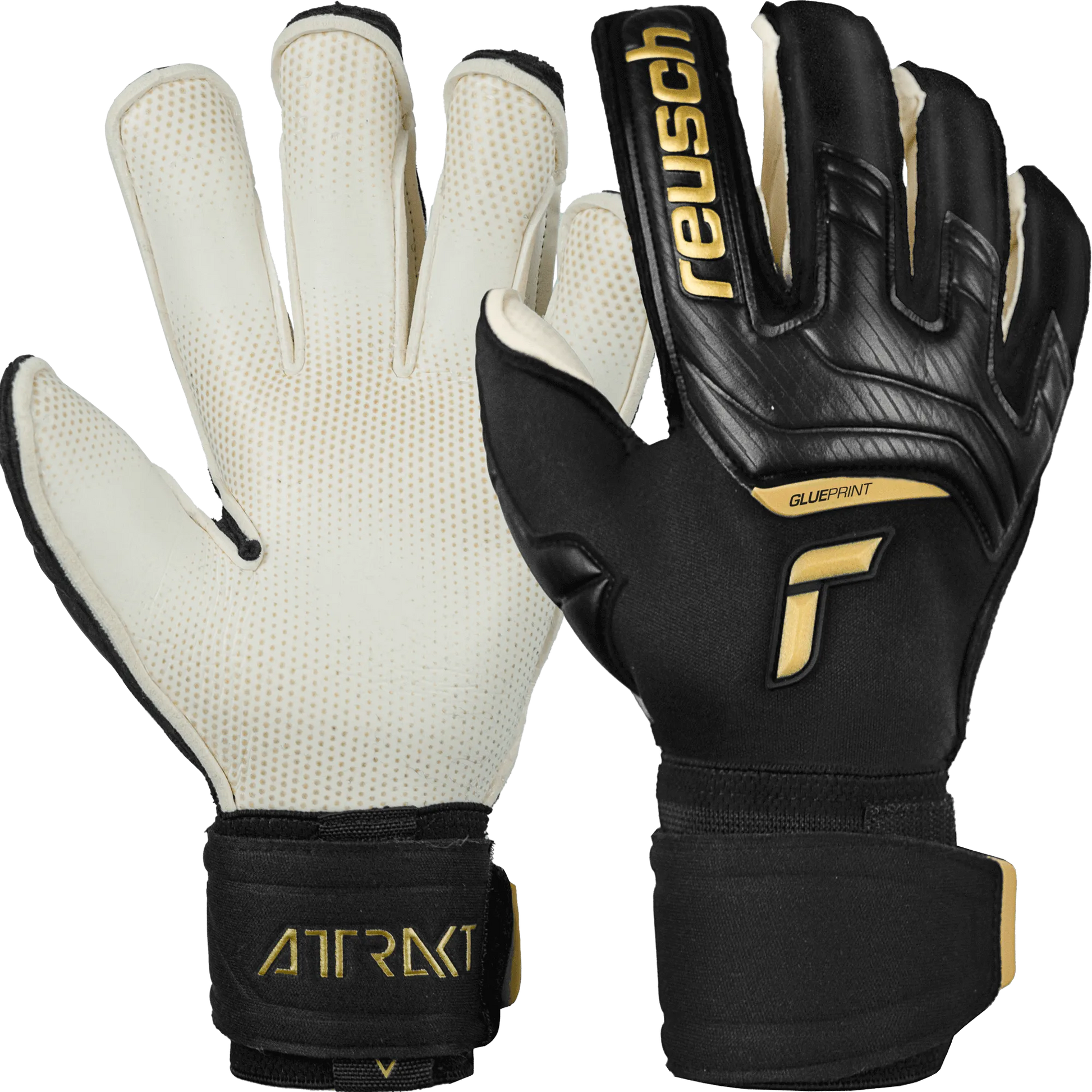 Reusch Attrakt Gold X Glueprint EC Goalkeeper Gloves - Black-Gold (Pair)