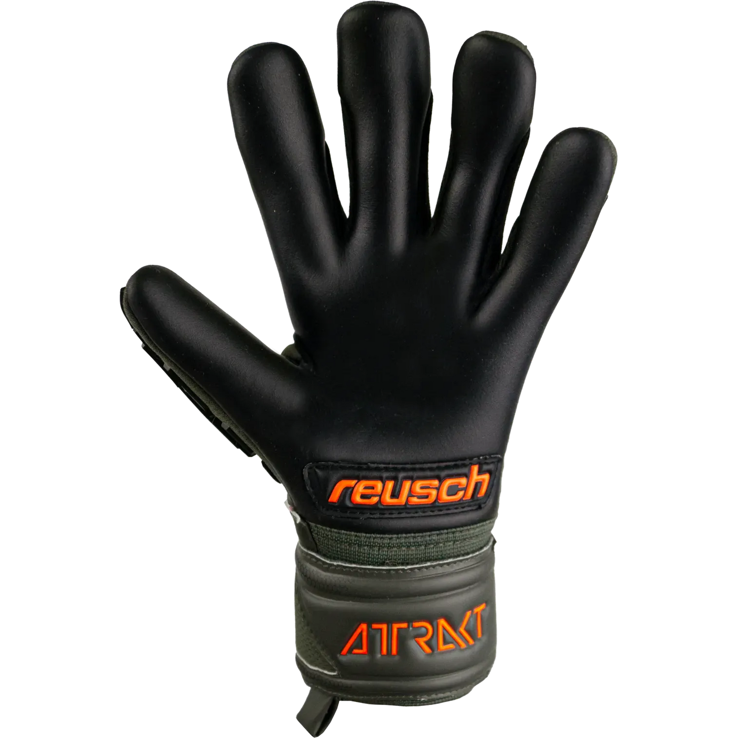 Reusch JR Attrakt Freegel Silver Finger Support Goalkeeper Gloves - Desert Green-Orange-Black (Single - Inner)