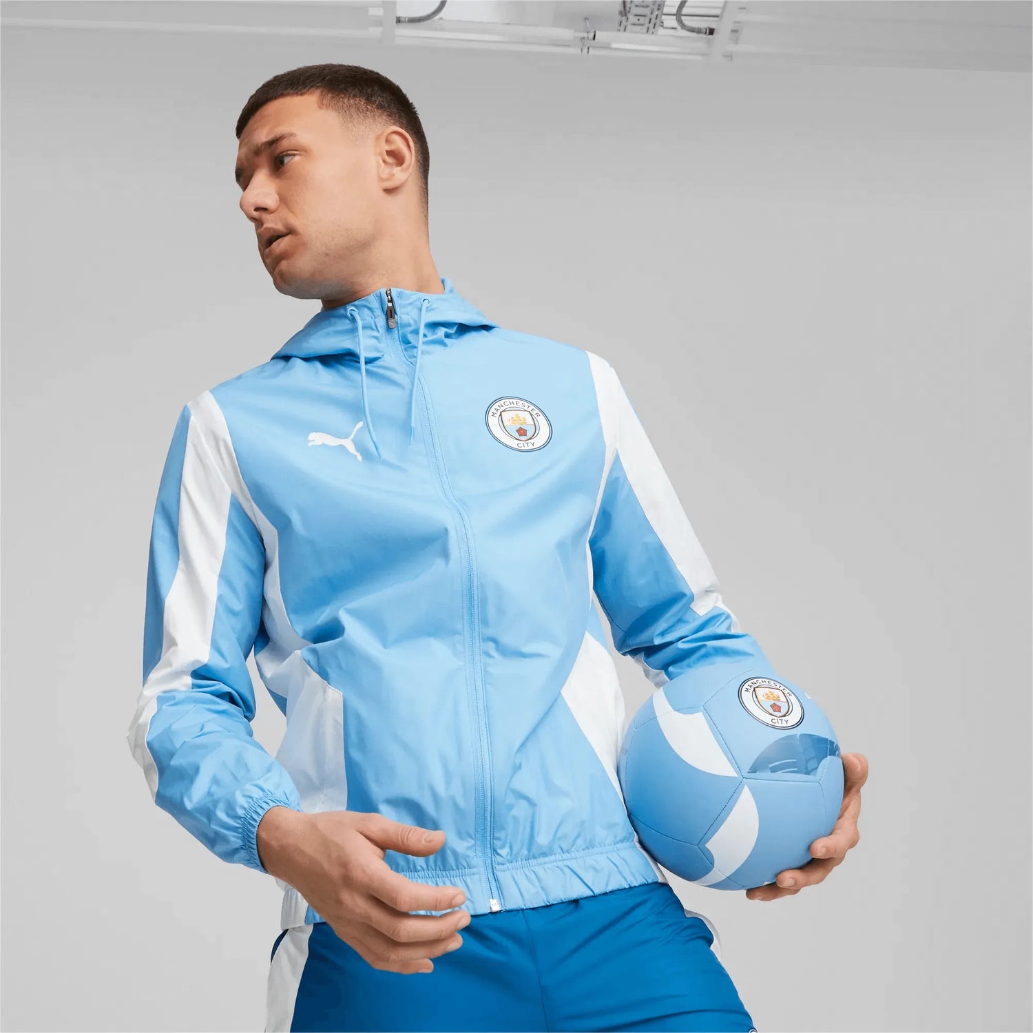 Puma 2023-24 Manchester City Men's Pre-Match Anthem Jacket (Model - Front)
