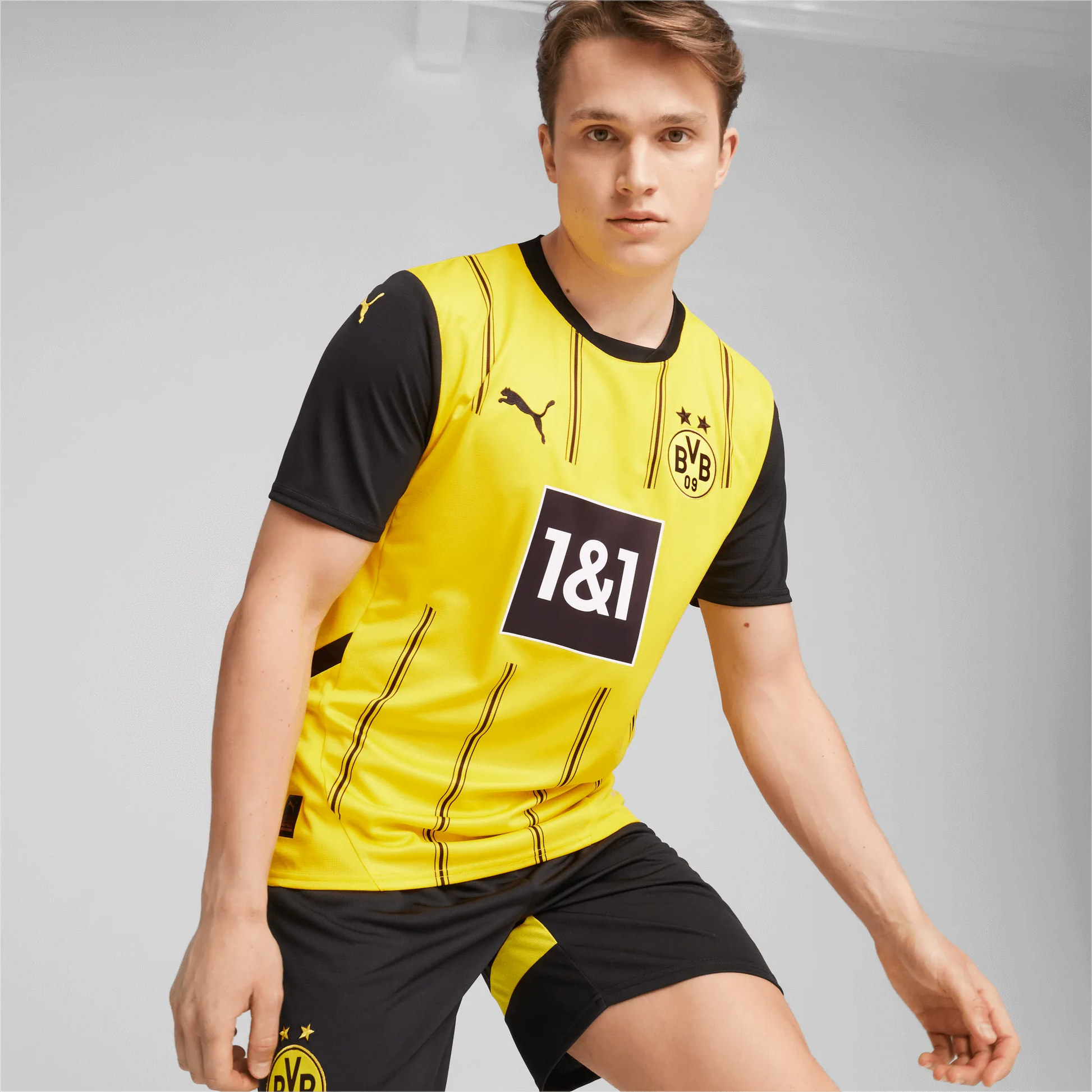 Puma 2024-25 Borussia Dortmund Men's Stadium Home Jersey (Model - Front)