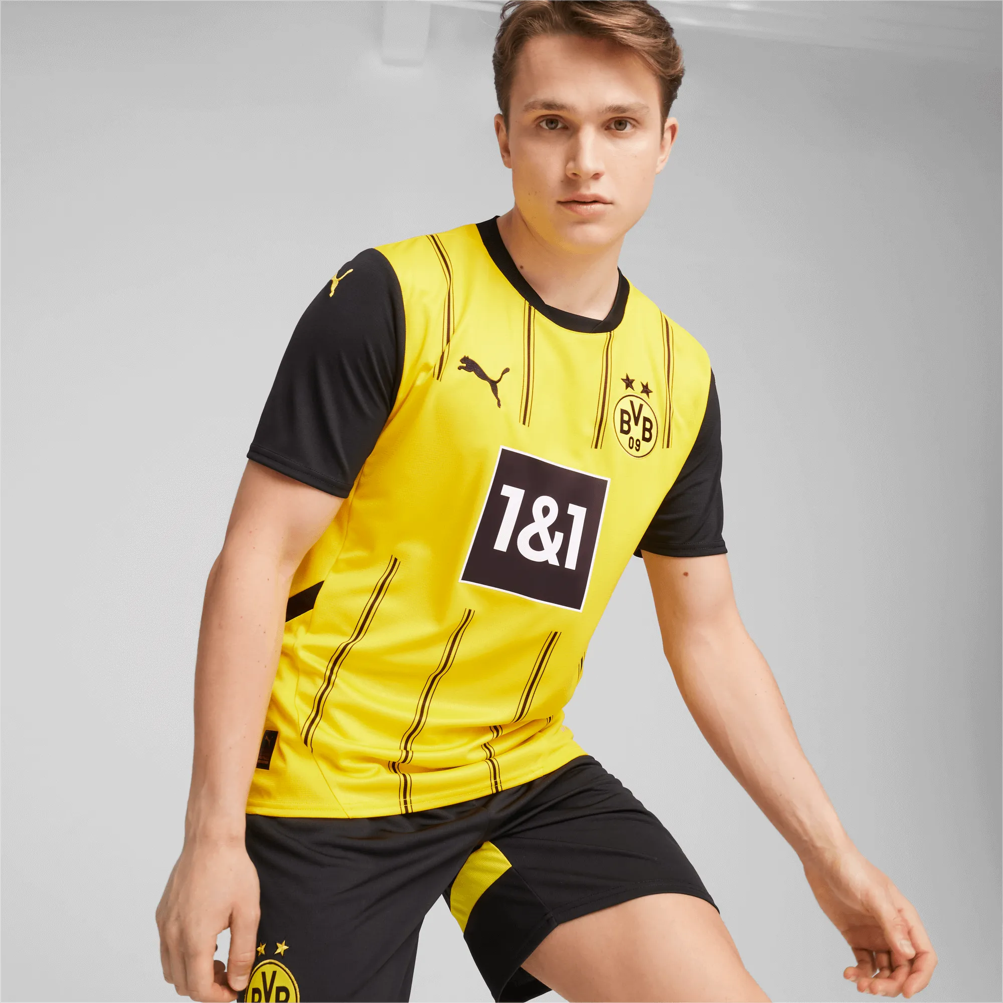 Puma 2024-25 Borussia Dortmund Men's Stadium Home Jersey (Model - Front)
