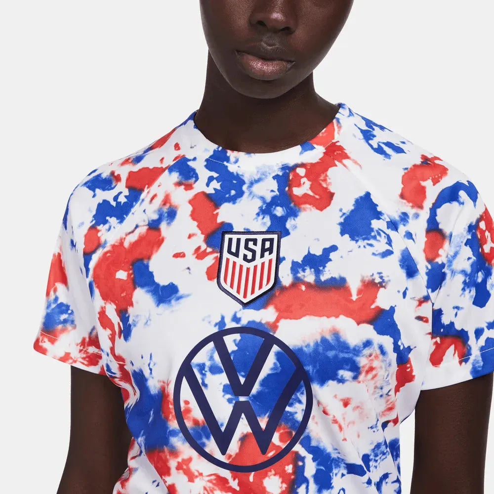 Nike 2022-23 USA Women's Pre-Match Jersey - White-Blue-Red (Detail 1)